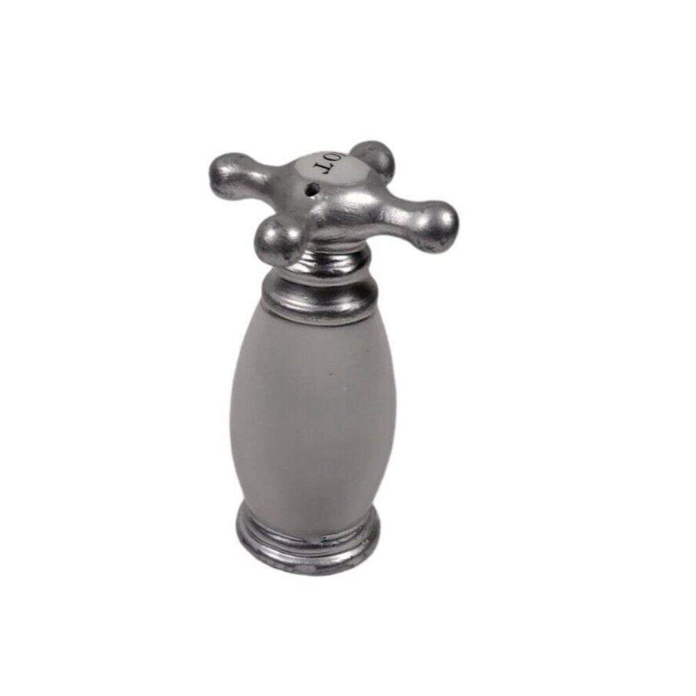 Hot Faucet Handle Salt Or Pepper Shaker Replacement White Gray Vintage  - Read